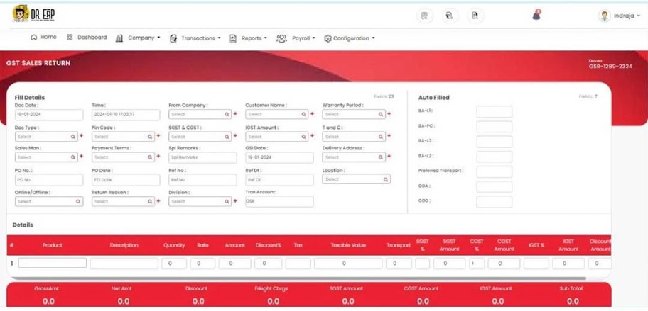 screenshot of Dr. ERP